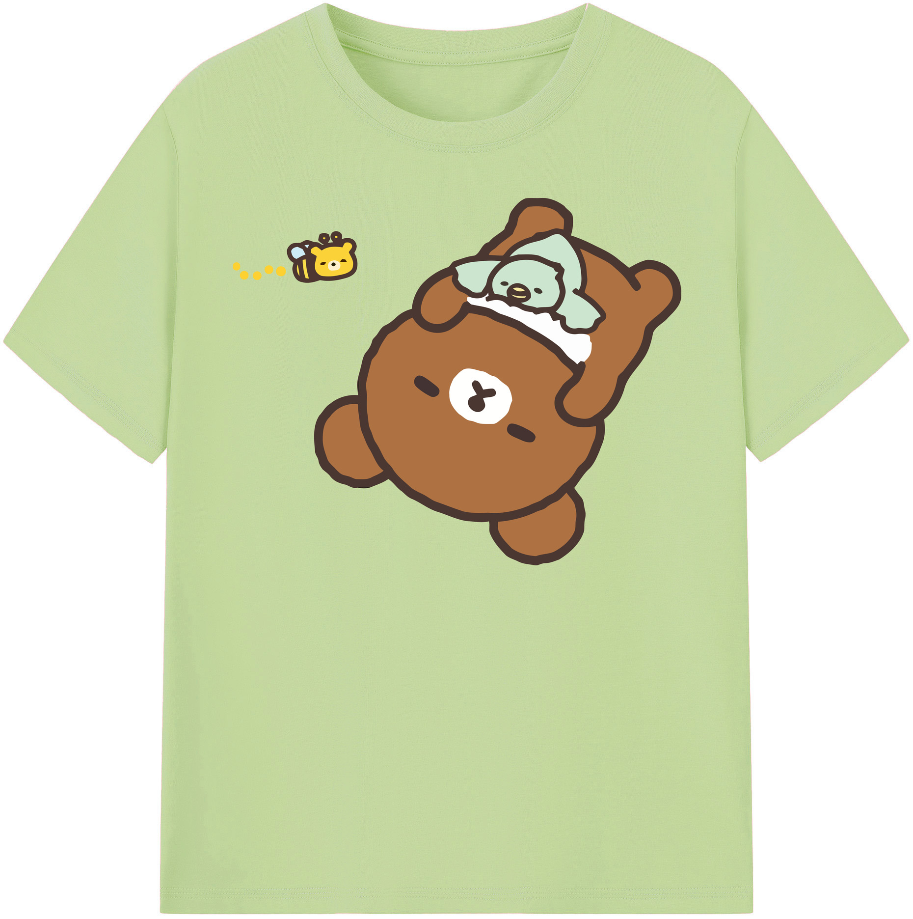 （画像用） リラックマ リラックマ キイロイトリ Rilakkuma Korilakkuma Kiiroitori 綿100％半袖Tシャツ（フロントプリント）